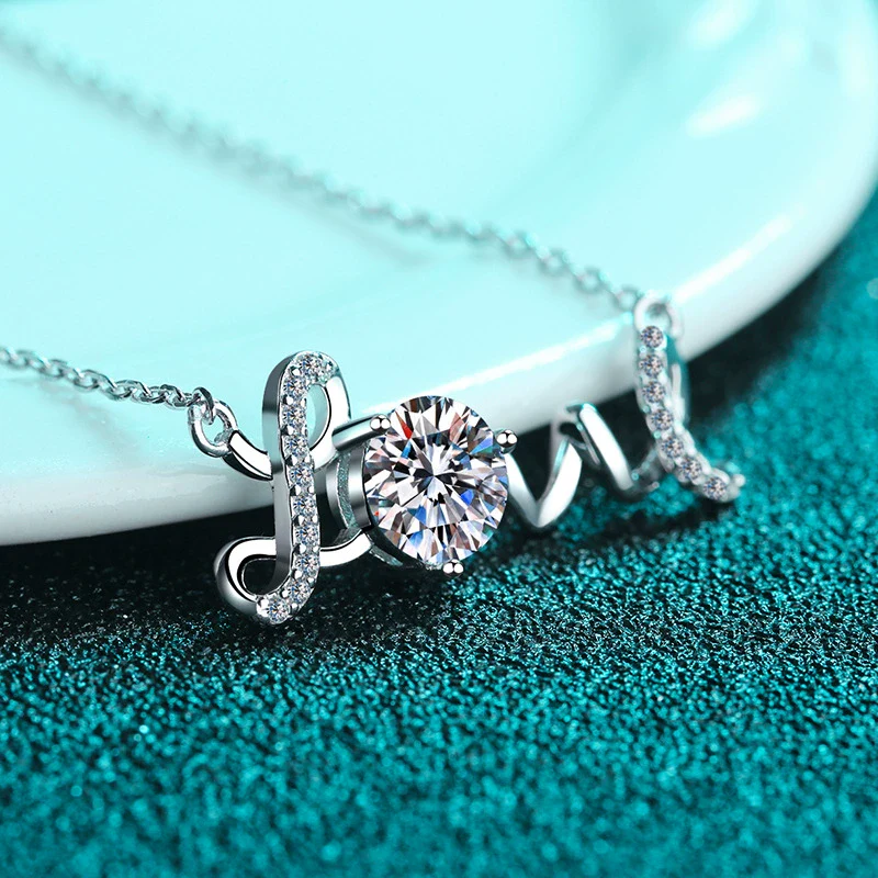 Wholesale Silver Necklace With 925 Sterling Silver Pendant Pt950 Gold Plated Featuring Letters Numbers Text Pattern Electroplated For Women - Image 2