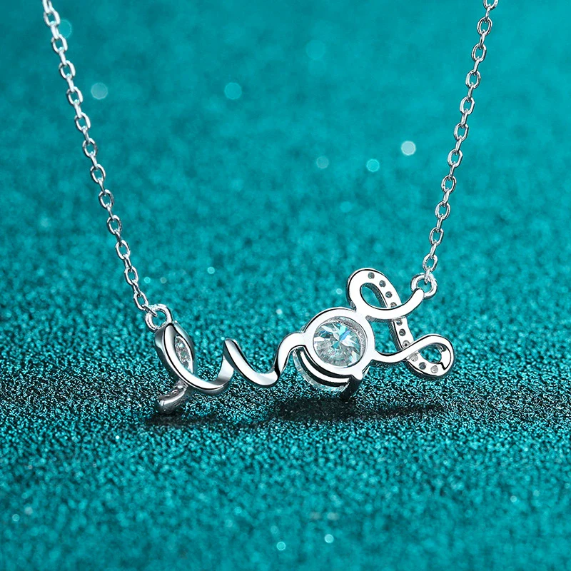 Wholesale Silver Necklace With 925 Sterling Silver Pendant Pt950 Gold Plated Featuring Letters Numbers Text Pattern Electroplated For Women - Image 3