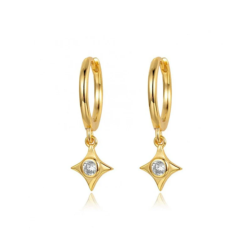 Wholesale Silver Needle And Copper Earrings With Colorful Zircon Geometric And Star Pattern Retro Style For Women - Image 6