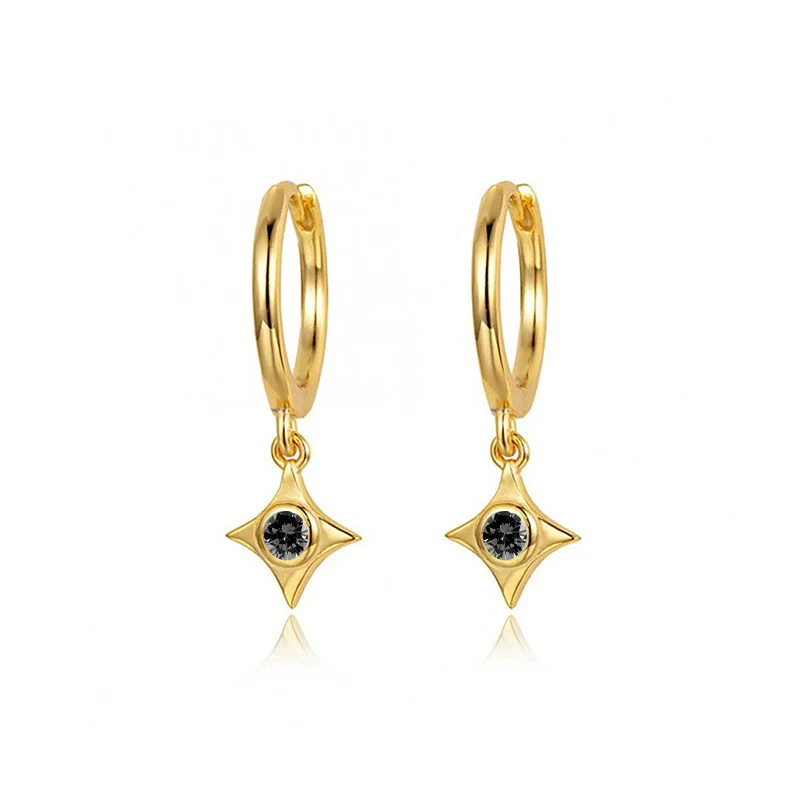 Wholesale Silver Needle And Copper Earrings With Colorful Zircon Geometric And Star Pattern Retro Style For Women - Image 7