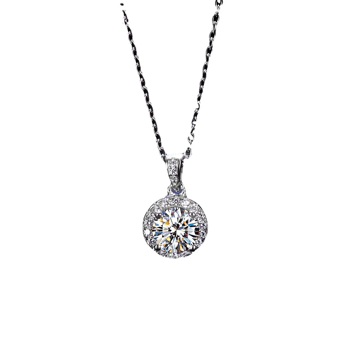 Wholesale Silver Pendant Necklace With Geometric Design And Snake Bone Chain - Image 4