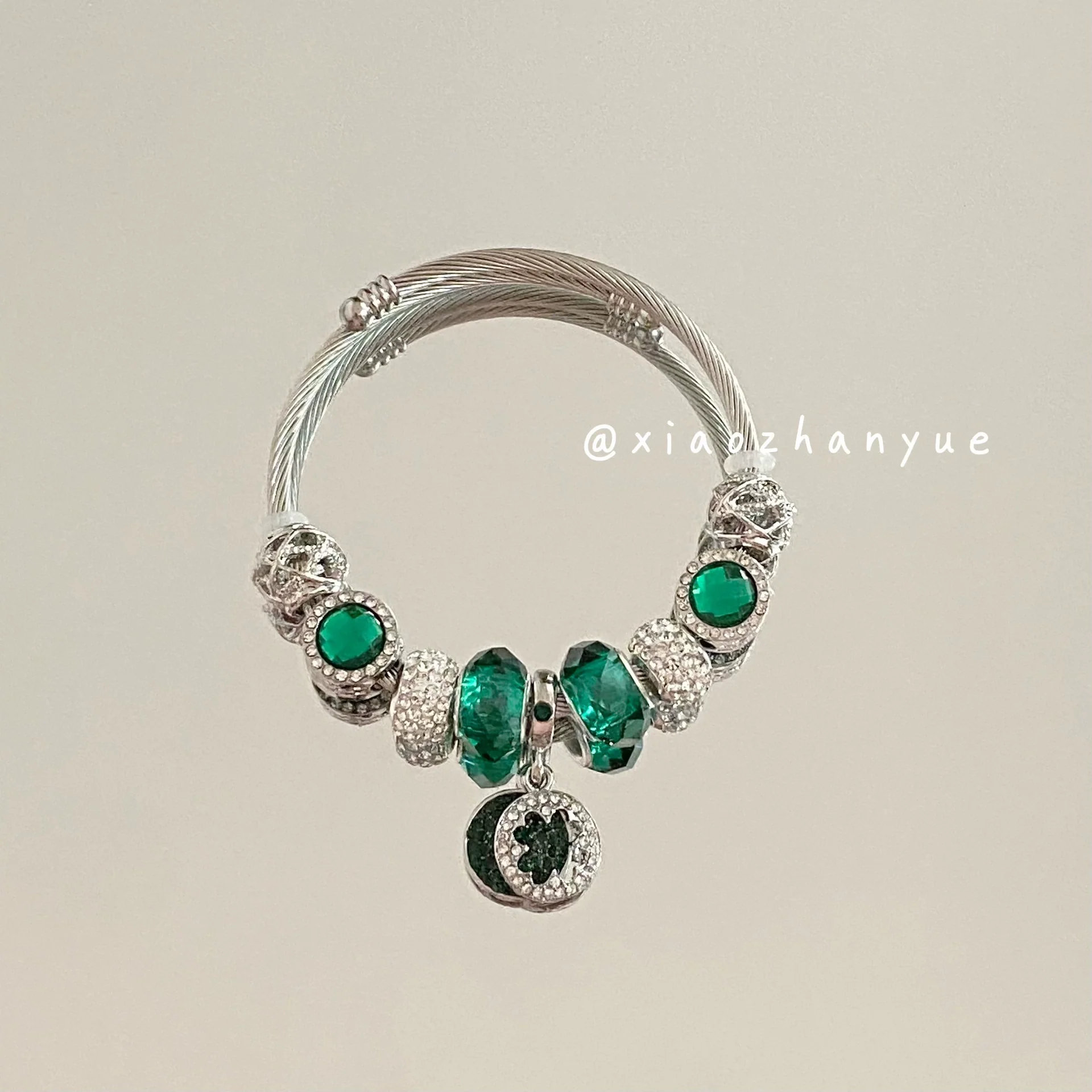Wholesale Silver Plated Electroplated Clover And Ocean Heart Bracelet For Women Light Luxury Retro Style - Image 8