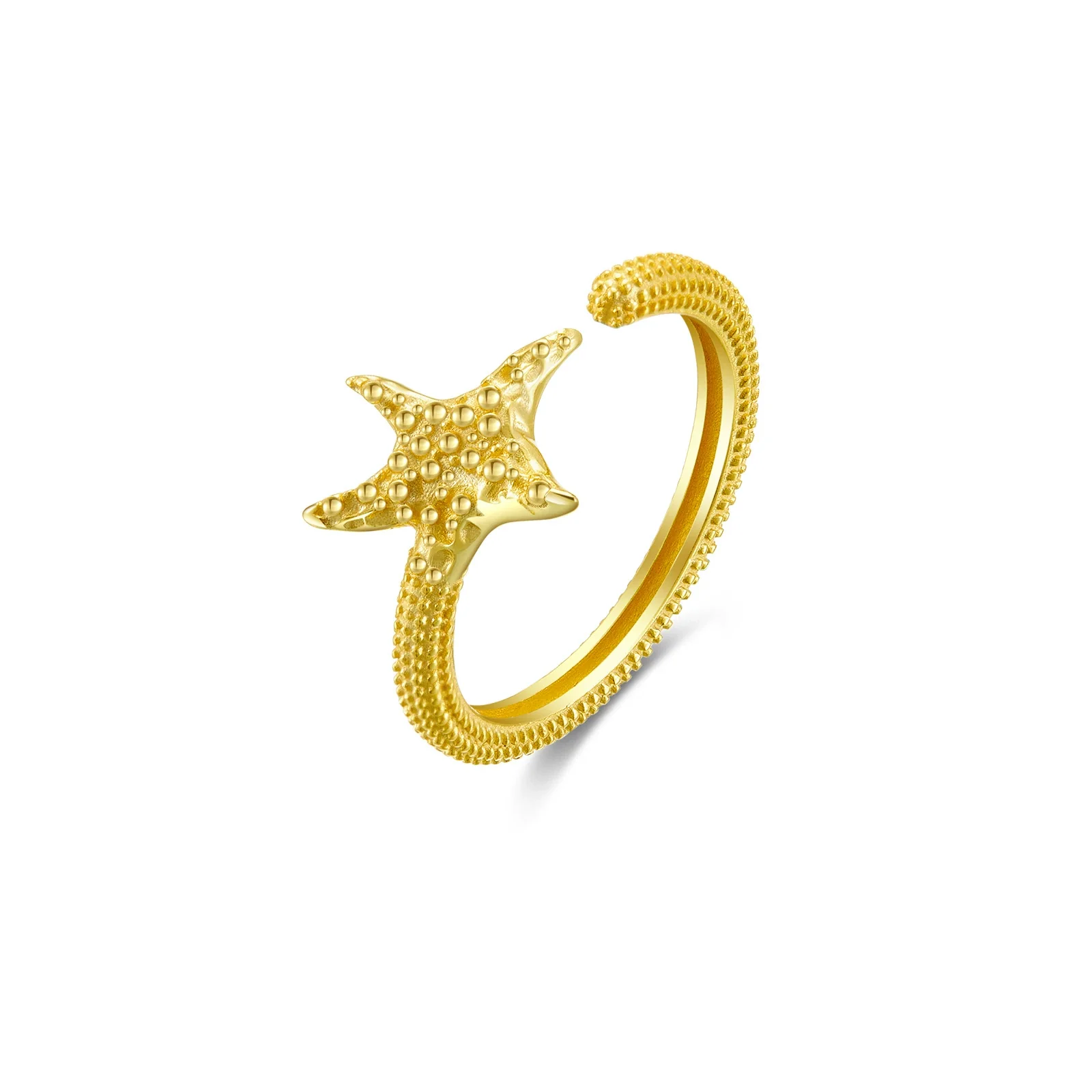 Wholesale Silver Starfish Ring Electroplated Platinum 18K Gold Adjustable Geometric Design For Women - Image 5