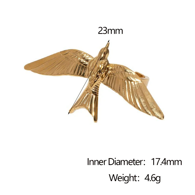 Wholesale Simple Animalshaped Electroplated Stainless Steel Open Rings For Women - Image 5