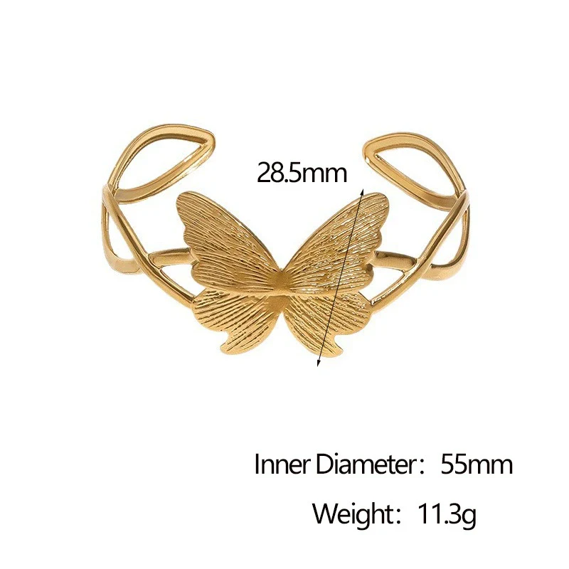 Wholesale Simple Butterfly Design Electroplated Stainless Steel Bracelet For Women - Image 5