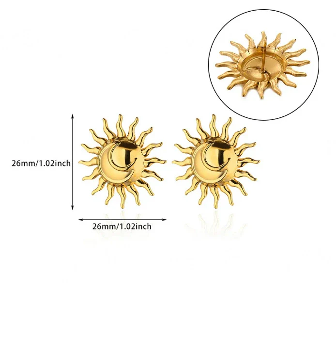 Wholesale Simple Creative Geometric Sunflower Stainless Steel And Gold Electroplated Unisex Earrings - Image 5