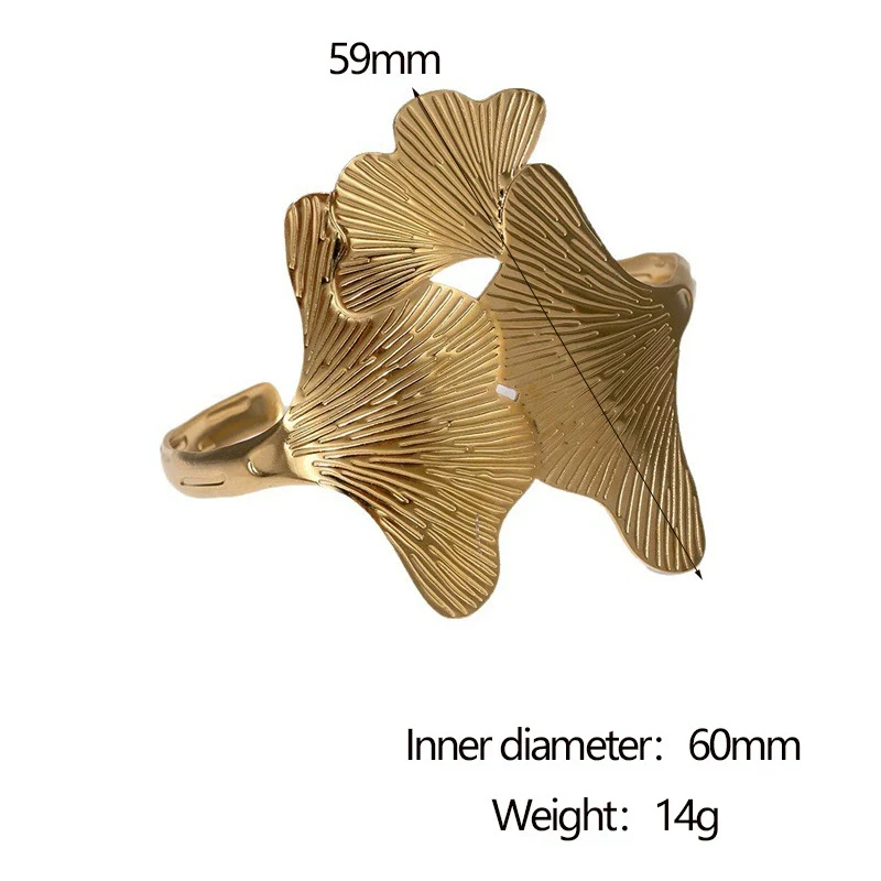 Wholesale Simple Design Electroplated Stainless Steel Ginkgo Leaf Bracelet Hand Jewelry - Image 6