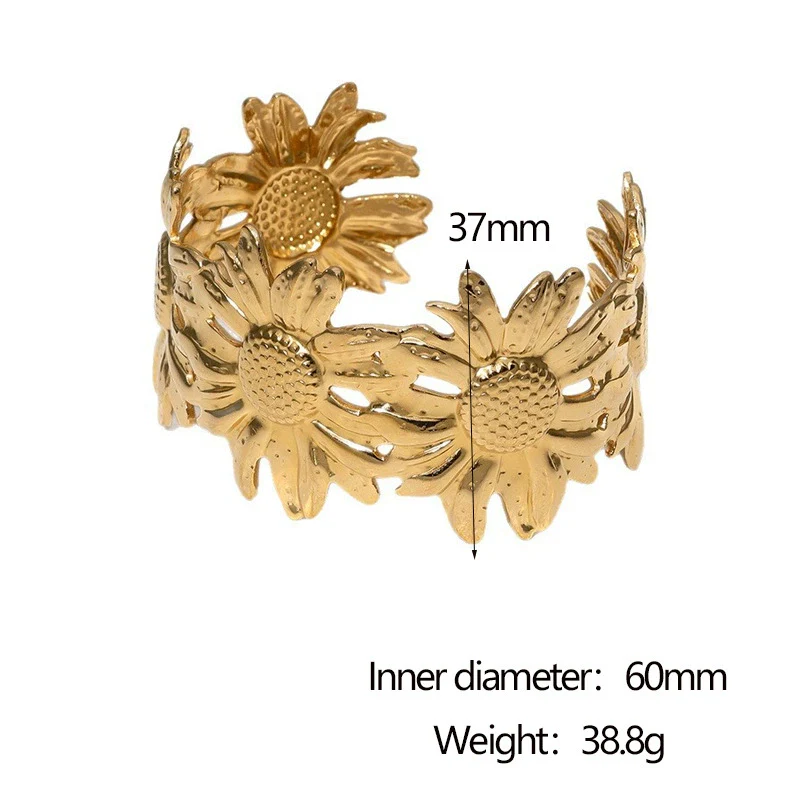 Wholesale Simple Electroplated Stainless Steel Sunflower Bracelet For Women - Image 6