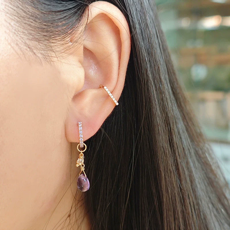 Wholesale Simple Geometric 925 Silver And Zircon Electroplated 14K Gold Ear Cuffs Unisex Jewelry Accessories - Image 3