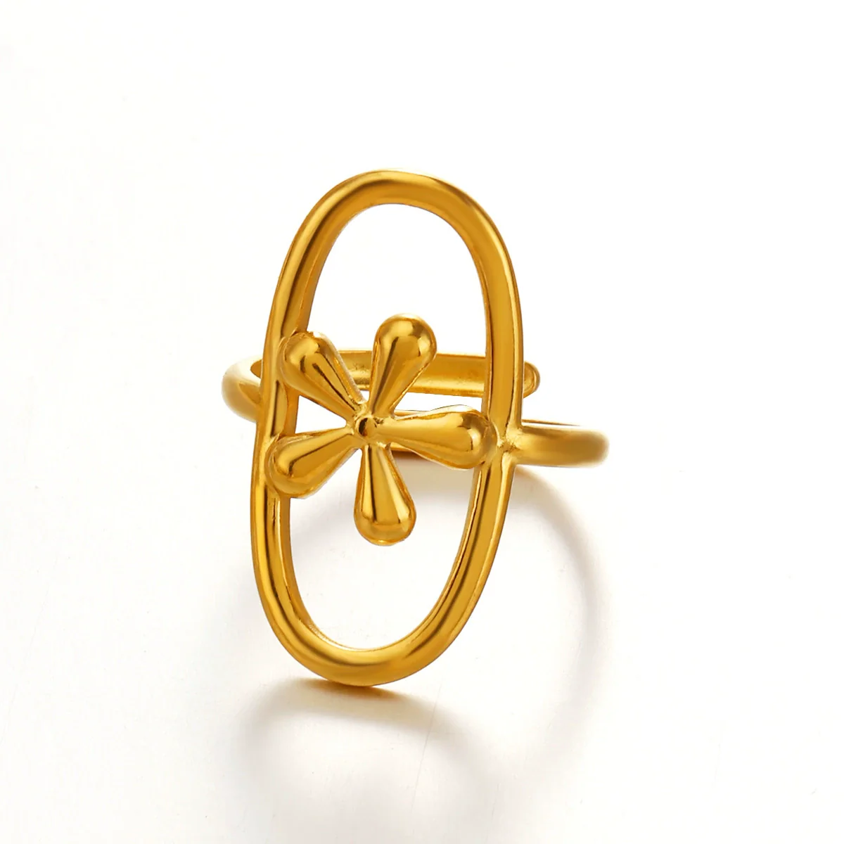 Wholesale Simple Geometric Cross Open Ring For Women Stainless Steel Electroplated - Image 5
