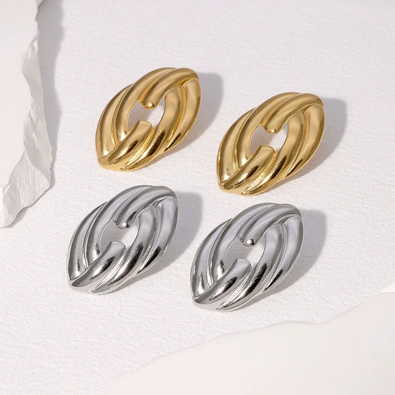 Wholesale Simple Geometric Electroplated Stainless Steel Earrings For Women