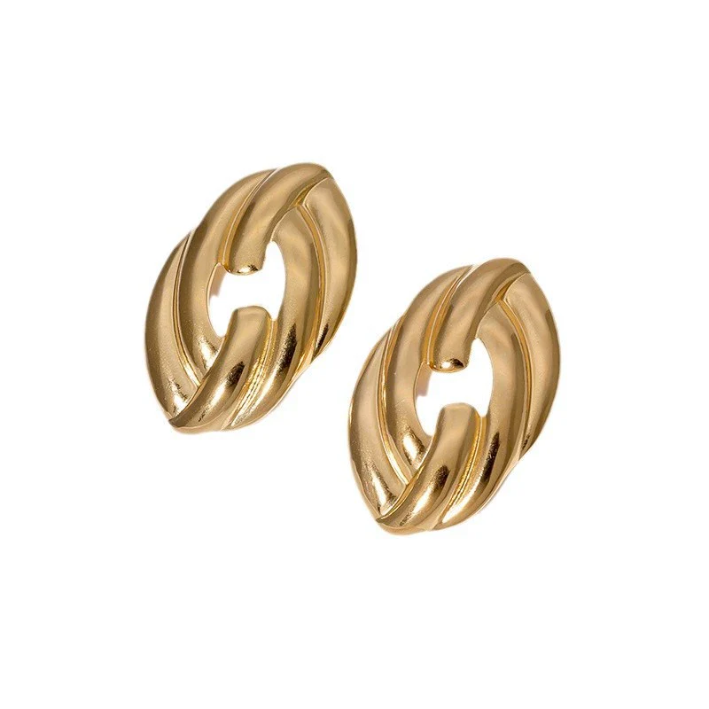 Wholesale Simple Geometric Electroplated Stainless Steel Earrings For Women - Image 5