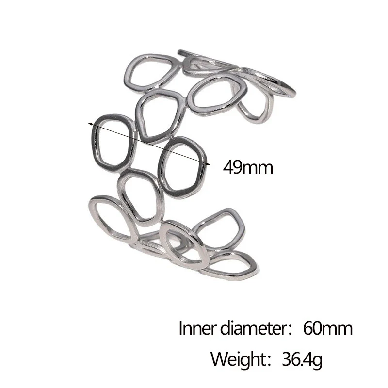 Wholesale Simple Geometric Electroplated Stainless Steel Hollow Circle Wide Bracelet For Women - Image 7