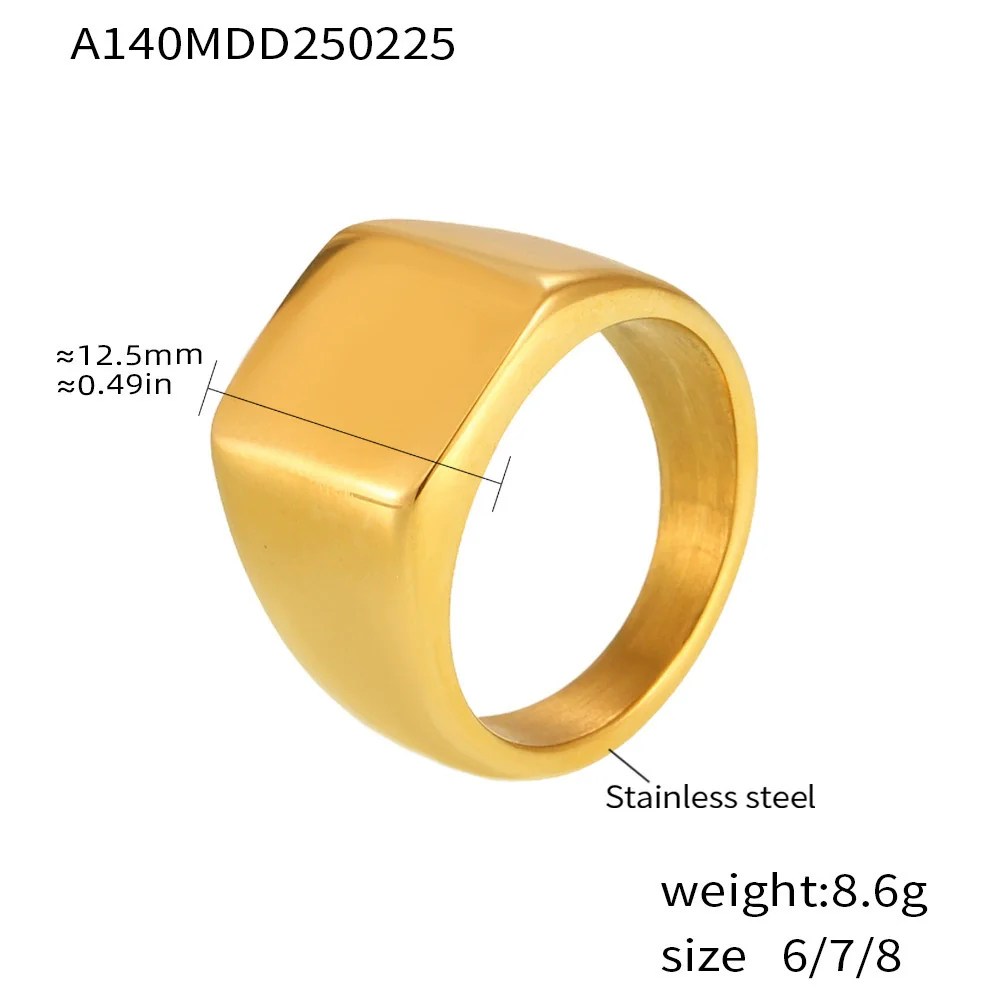 Wholesale Simple Geometric Ferris Wheel Square Titanium Steel Ring Electroplated 18K Gold For Men And Women - Image 6