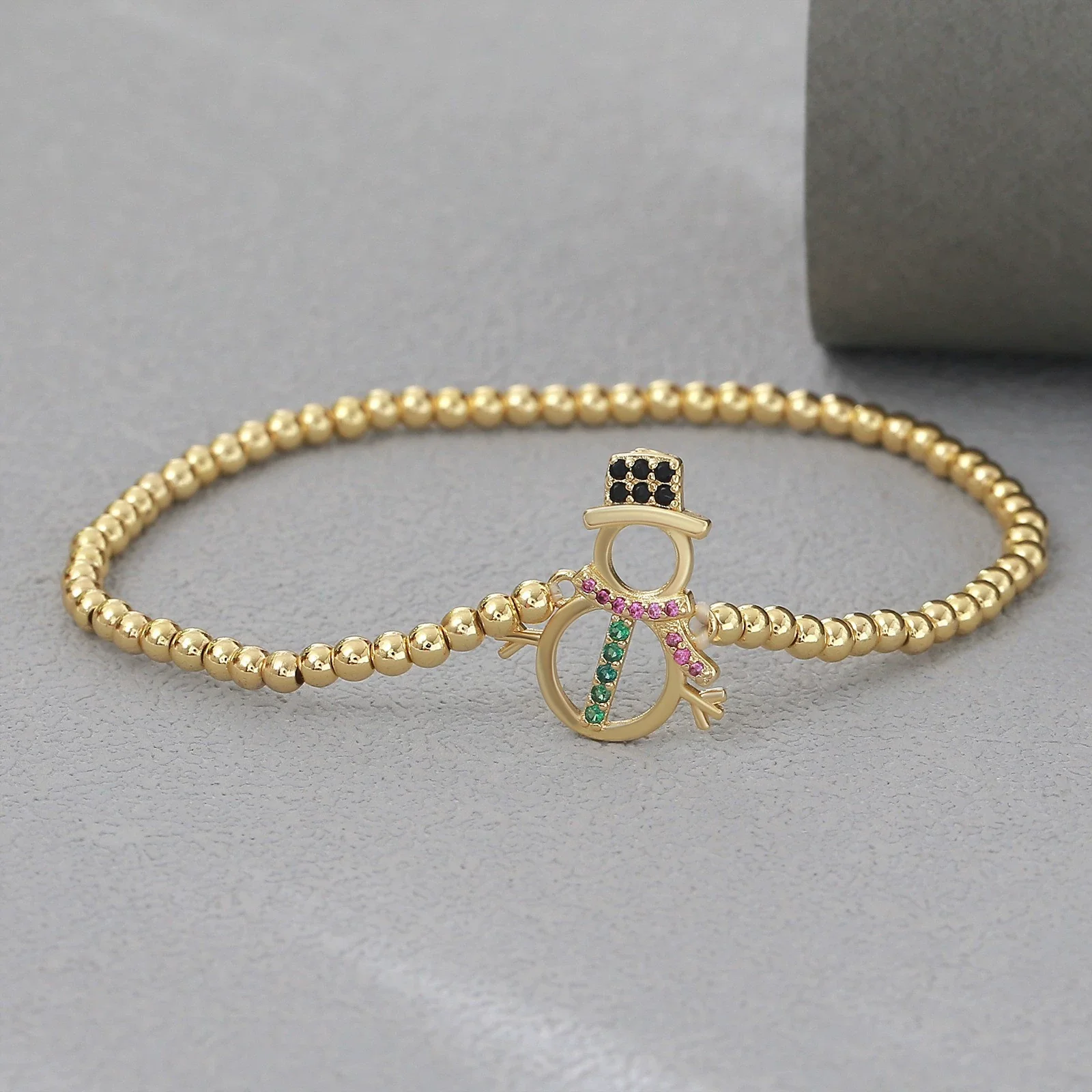 Wholesale Simple Geometric Festival Elements Goldplated Copper Bead Bracelet Set Unisex - Image 5