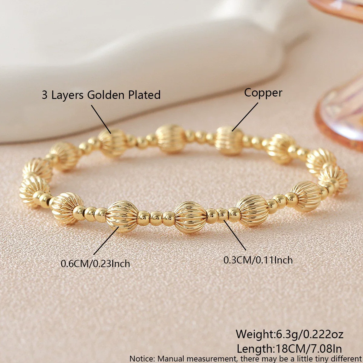 Wholesale Simple Geometric Festival Elements Goldplated Copper Bead Bracelet Set Unisex - Image 8