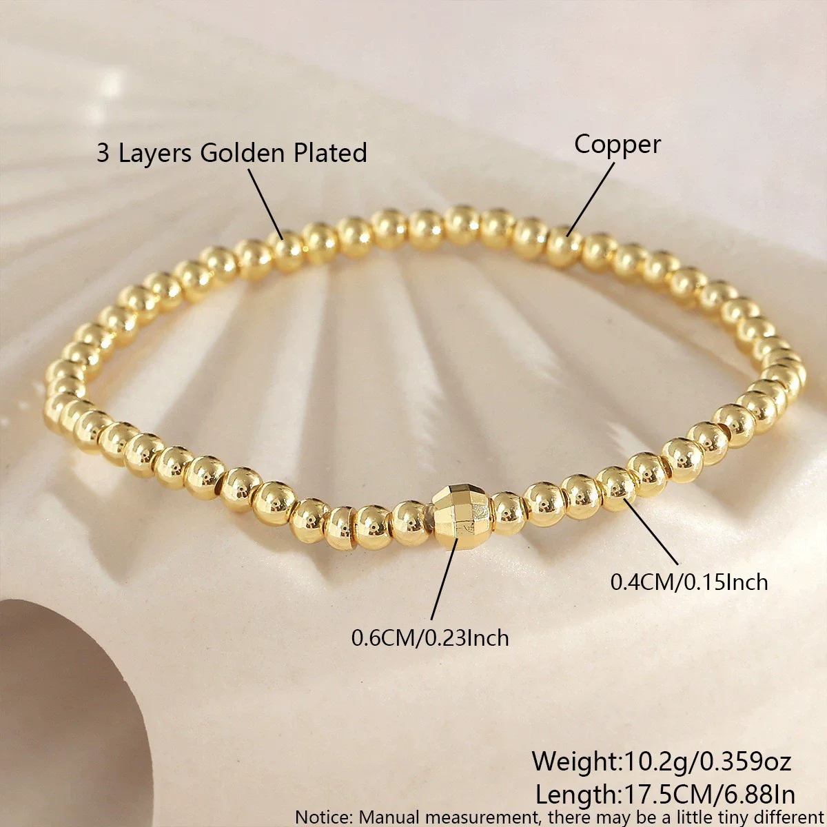 Wholesale Simple Geometric Festival Elements Goldplated Copper Bead Bracelet Set Unisex - Image 9