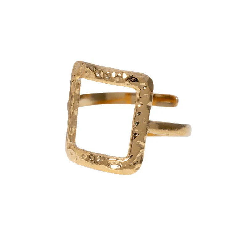 Wholesale Simple Geometric Gold Electroplated Stainless Steel Ring Hand Jewelry For Women - Image 5