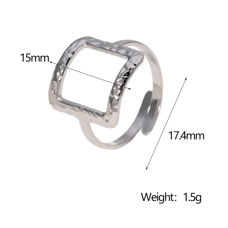 Wholesale Simple Geometric Gold Electroplated Stainless Steel Ring Hand Jewelry For Women - Image 6