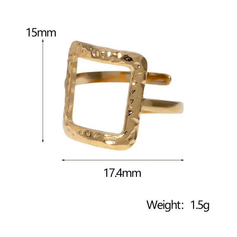 Wholesale Simple Geometric Gold Electroplated Stainless Steel Ring Hand Jewelry For Women - Image 7