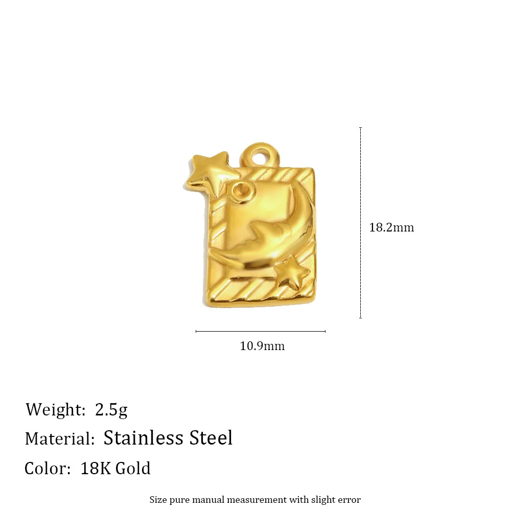 Wholesale Simple Geometric Heart Shape Stainless Steel Vacuum Plated Star And Moon Tulip Pendant Jewelry Accessories - Image 2