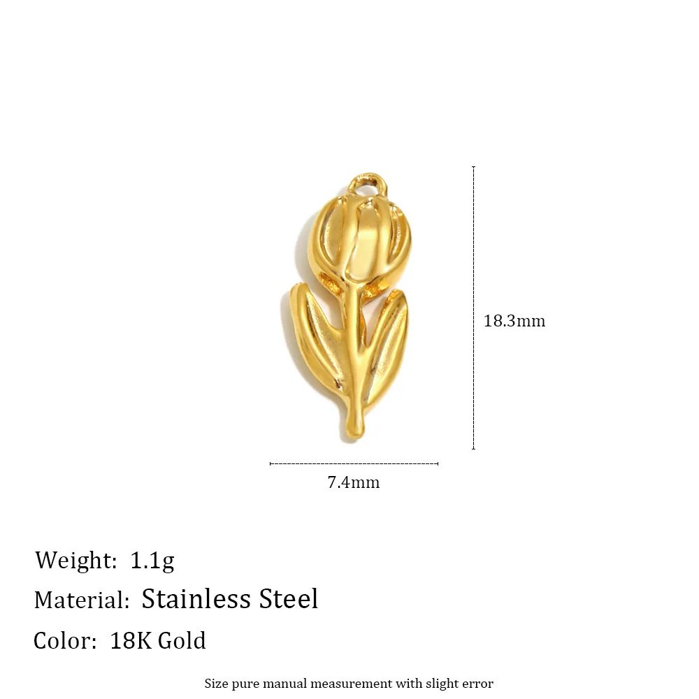 Wholesale Simple Geometric Heart Shape Stainless Steel Vacuum Plated Star And Moon Tulip Pendant Jewelry Accessories - Image 8