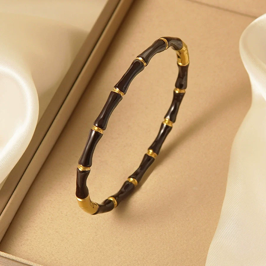 Wholesale Simple Geometric Oil Dripping Stainless Steel And Titanium Steel Bracelets - Image 10