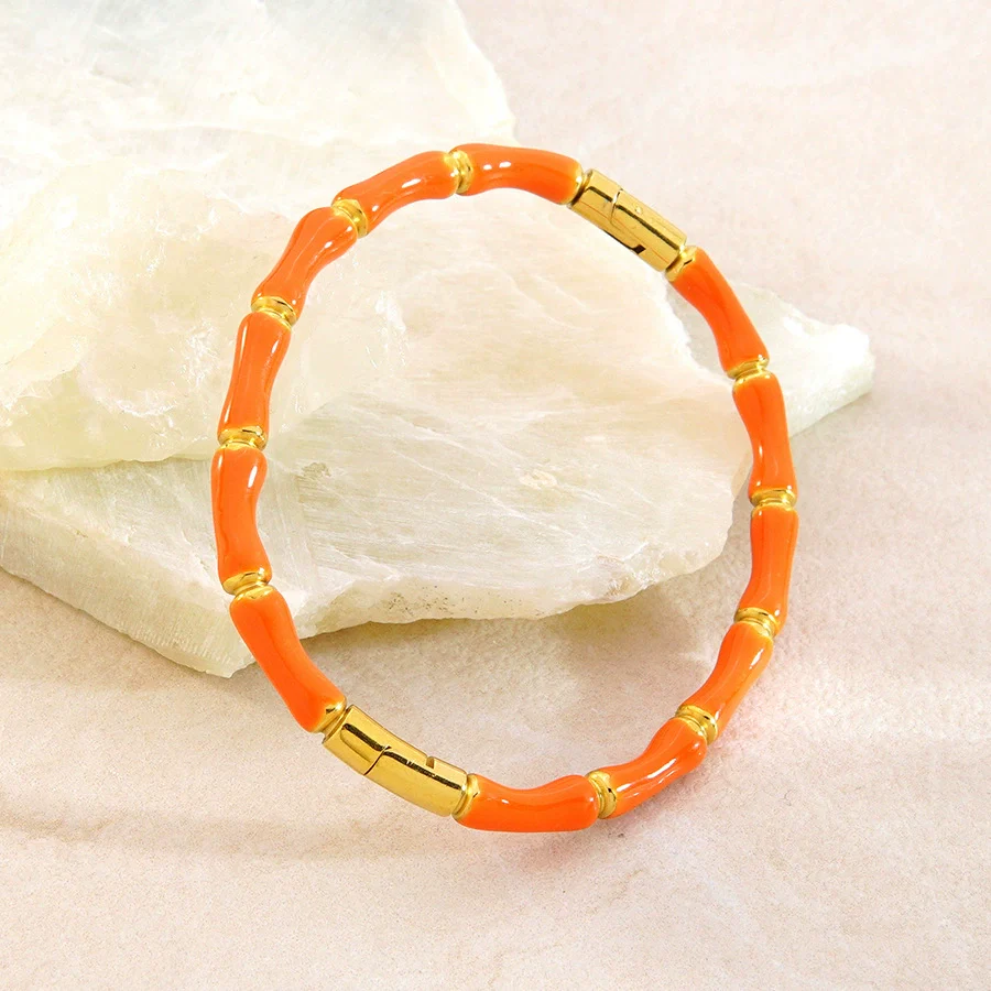 Wholesale Simple Geometric Oil Dripping Stainless Steel And Titanium Steel Bracelets - Image 11