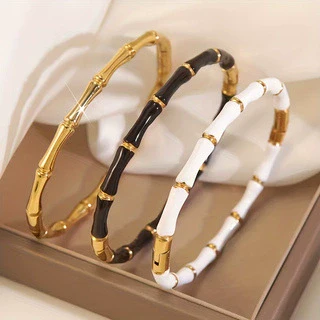 Wholesale Simple Geometric Oil Dripping Stainless Steel And Titanium Steel Bracelets - Image 4