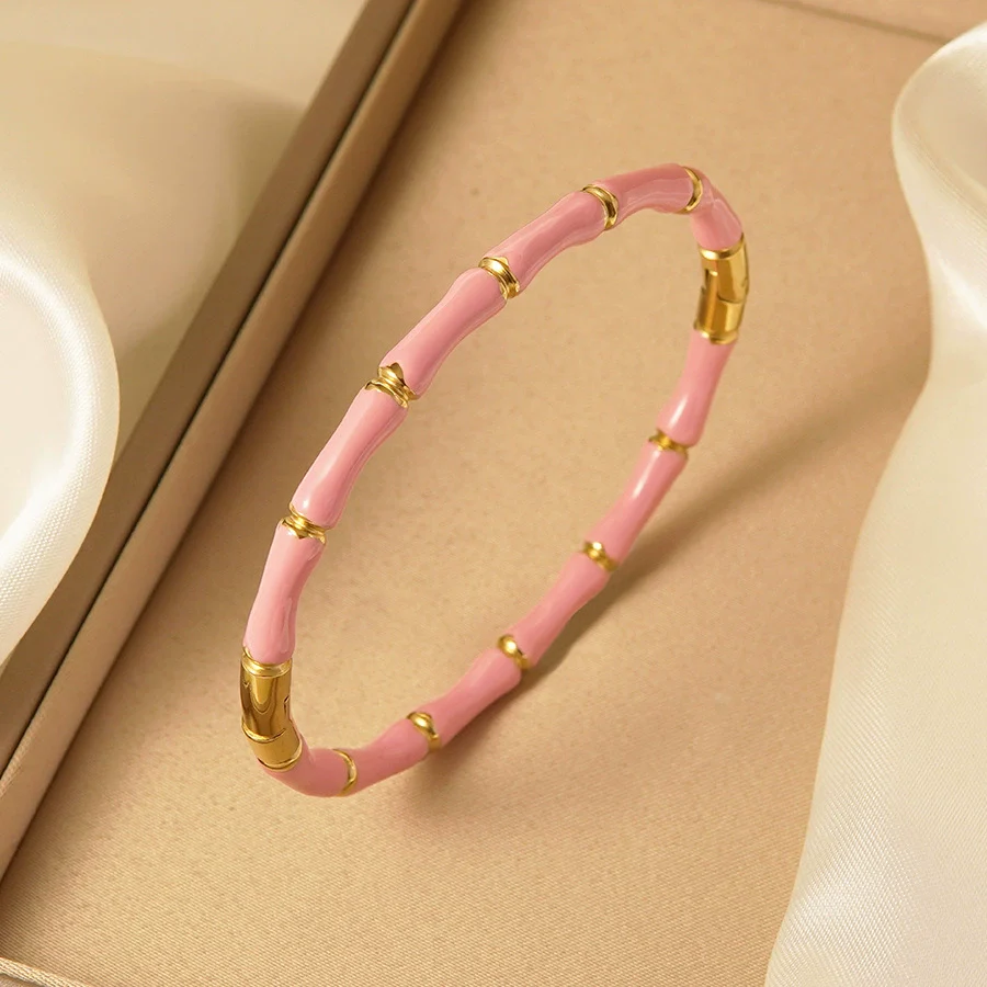 Wholesale Simple Geometric Oil Dripping Stainless Steel And Titanium Steel Bracelets - Image 8