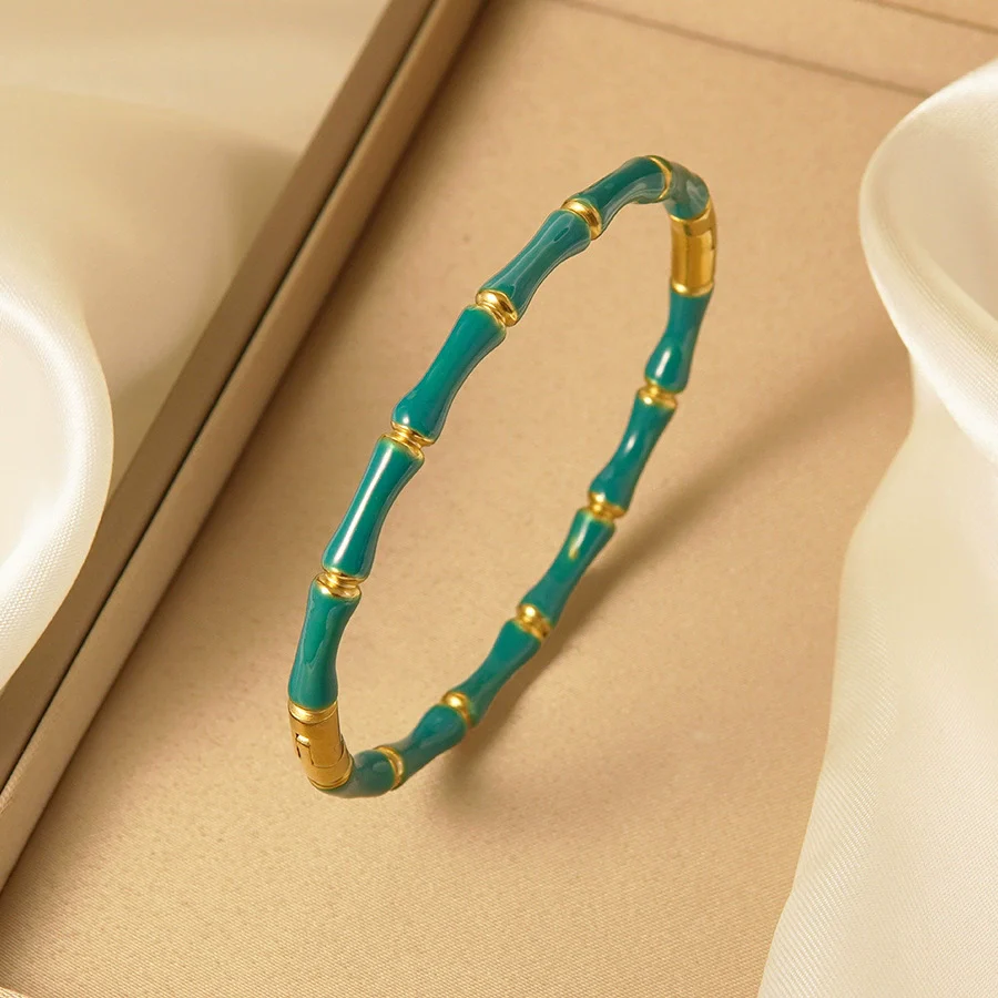 Wholesale Simple Geometric Oil Dripping Stainless Steel And Titanium Steel Bracelets - Image 9