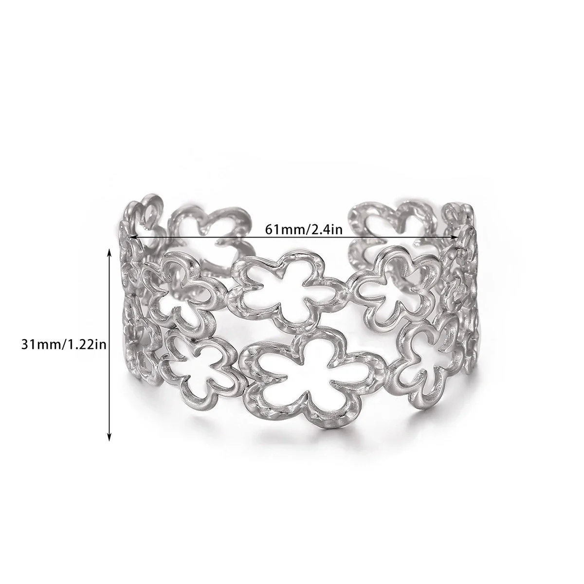 Wholesale Simple Geometric Open Circle Electroplated Stainless Steel Titanium Steel Metal Silver Bracelet - Image 11