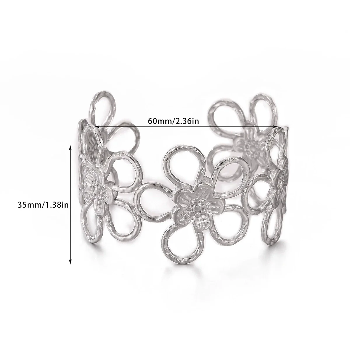 Wholesale Simple Geometric Open Circle Electroplated Stainless Steel Titanium Steel Metal Silver Bracelet - Image 14
