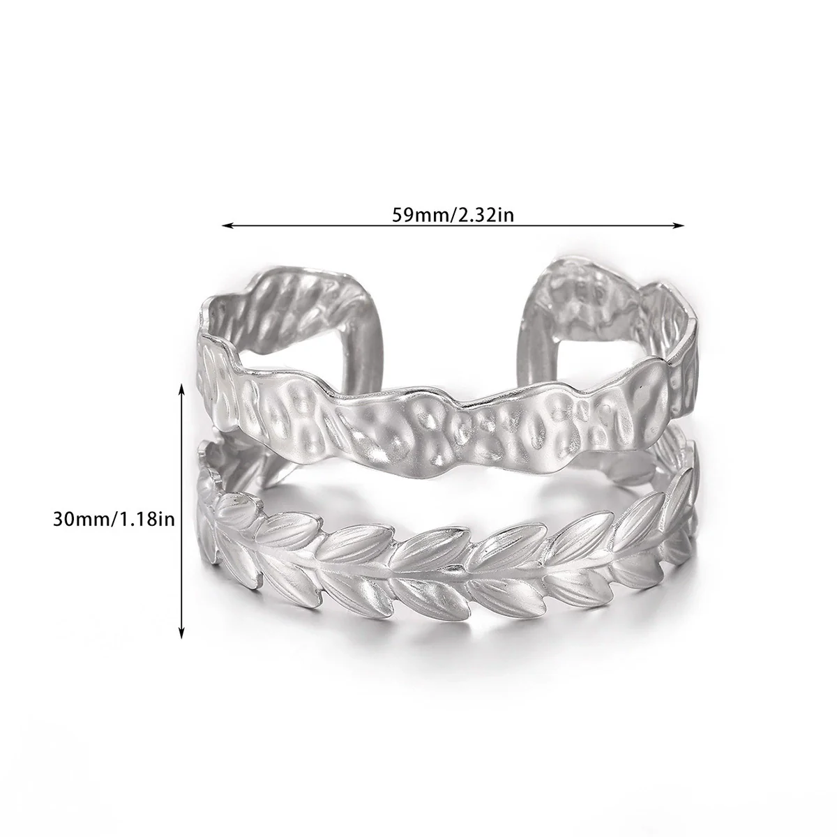 Wholesale Simple Geometric Open Circle Electroplated Stainless Steel Titanium Steel Metal Silver Bracelet - Image 15