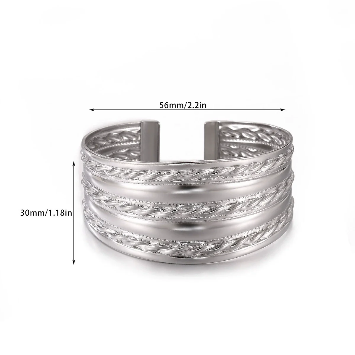 Wholesale Simple Geometric Open Circle Electroplated Stainless Steel Titanium Steel Metal Silver Bracelet - Image 16