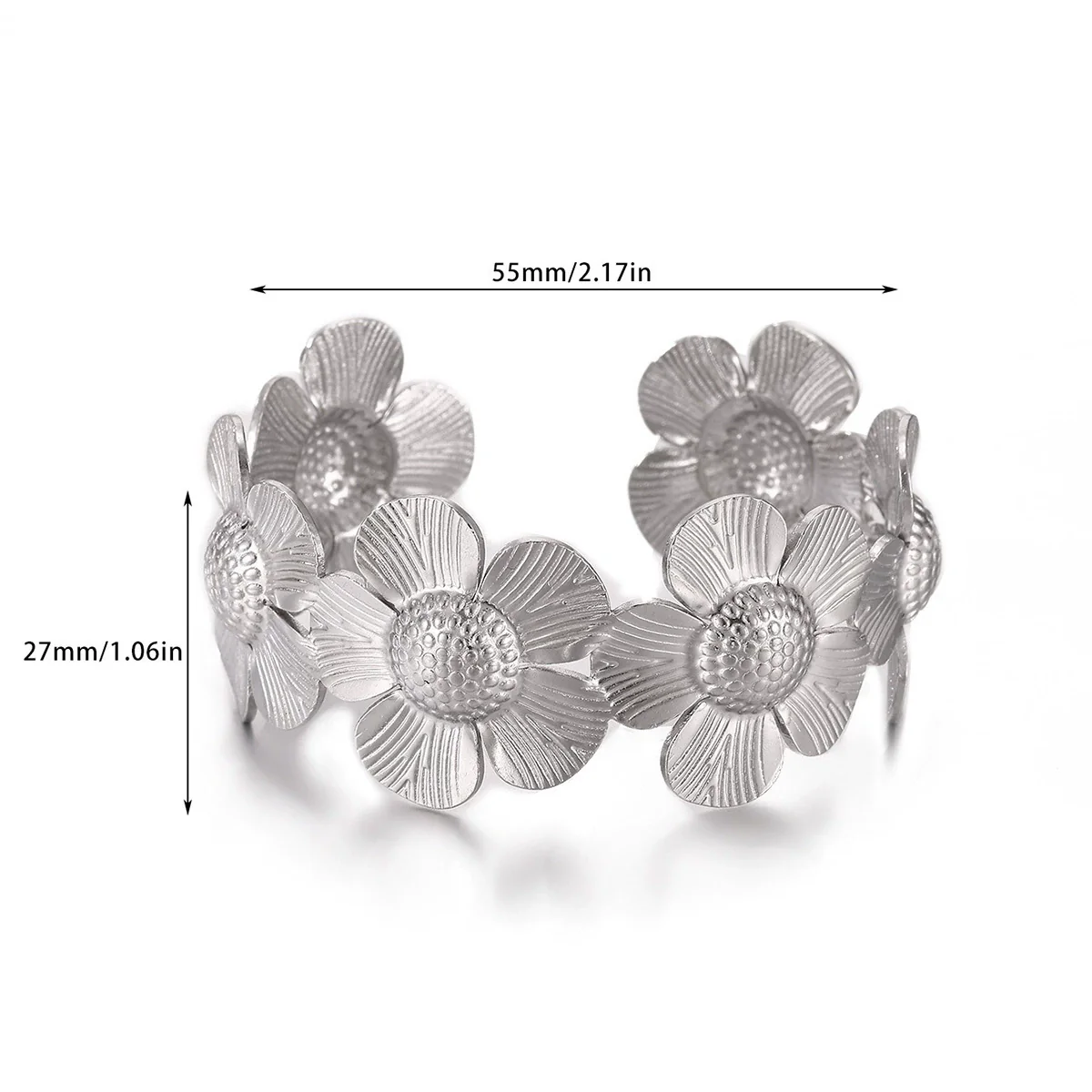 Wholesale Simple Geometric Open Circle Electroplated Stainless Steel Titanium Steel Metal Silver Bracelet - Image 17