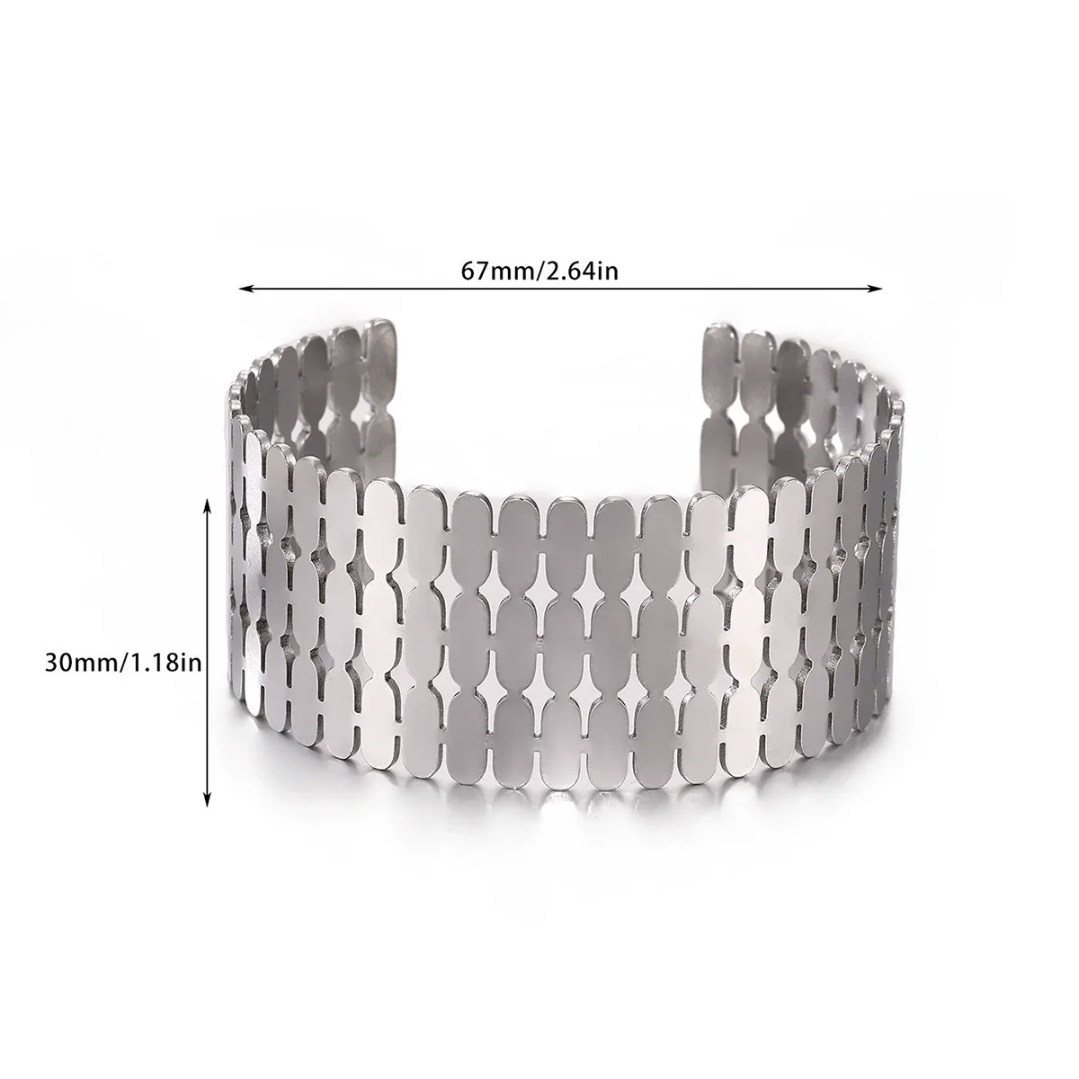 Wholesale Simple Geometric Open Circle Electroplated Stainless Steel Titanium Steel Metal Silver Bracelet - Image 18