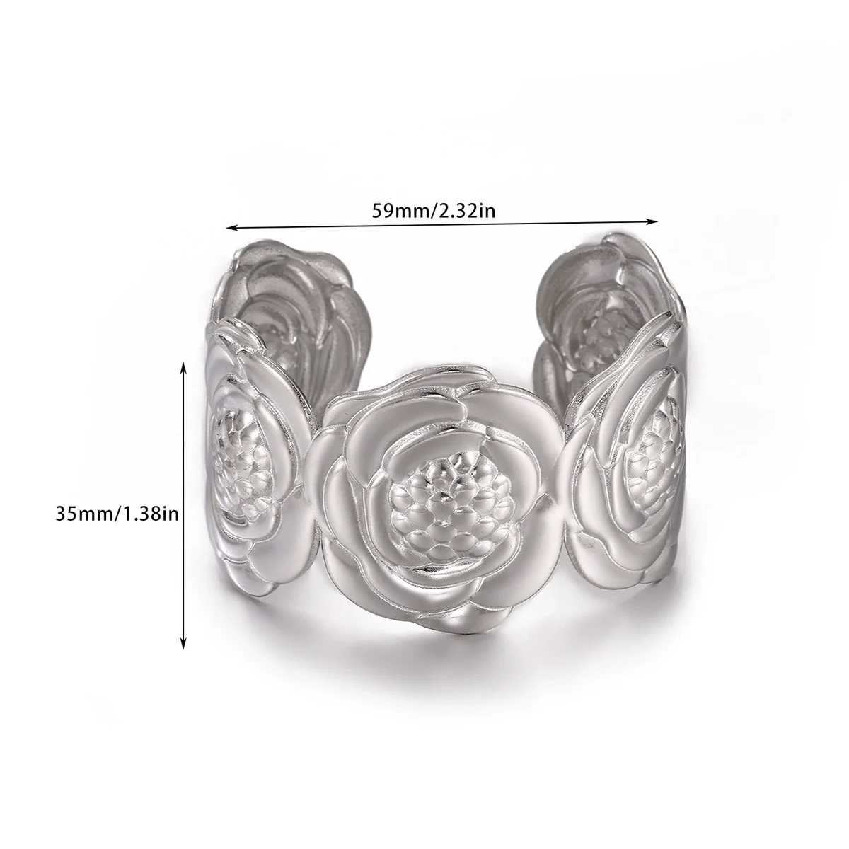 Wholesale Simple Geometric Open Circle Electroplated Stainless Steel Titanium Steel Metal Silver Bracelet - Image 19