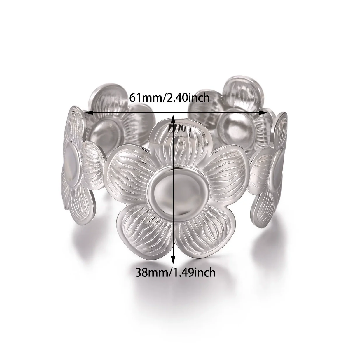 Wholesale Simple Geometric Open Circle Electroplated Stainless Steel Titanium Steel Metal Silver Bracelet - Image 24