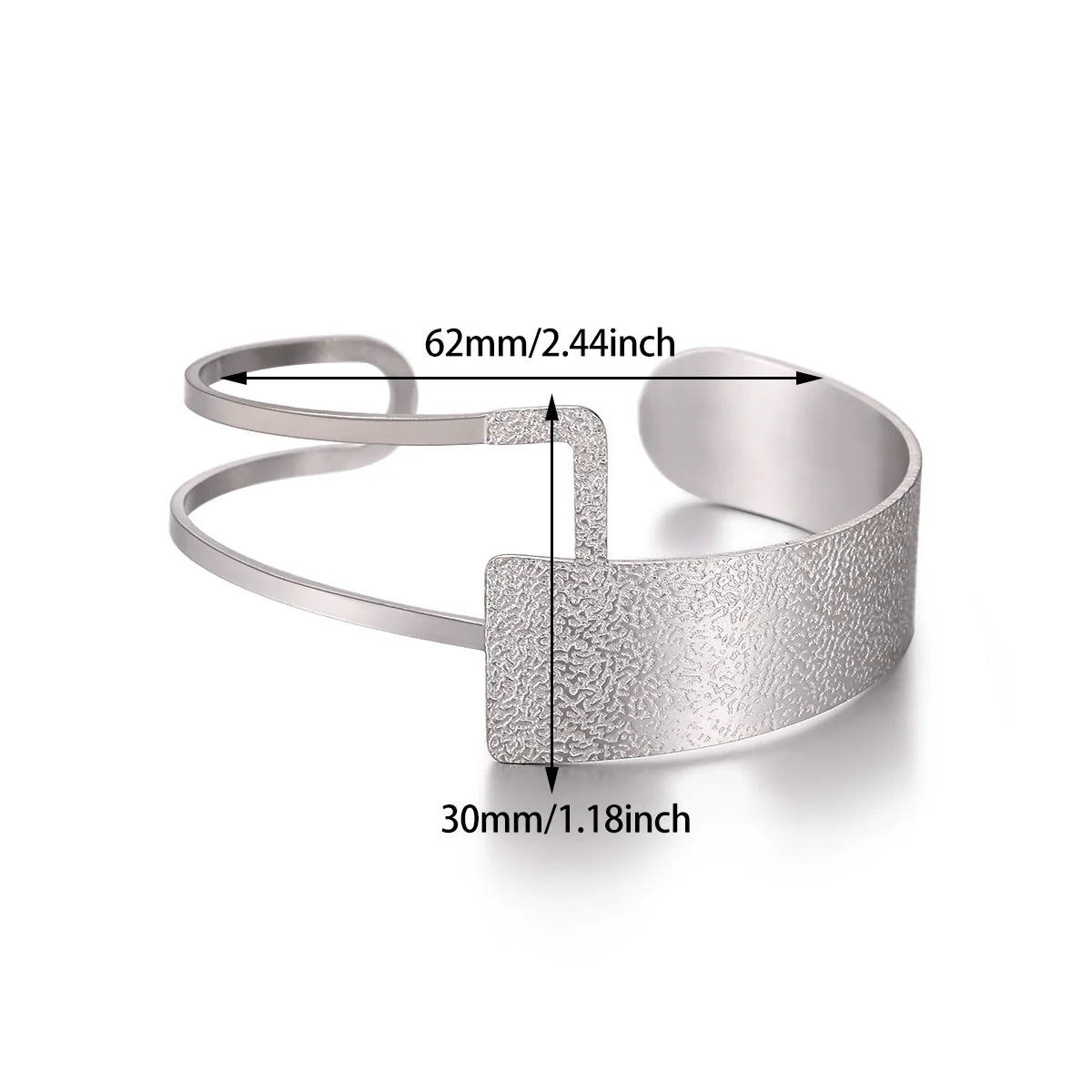 Wholesale Simple Geometric Open Circle Electroplated Stainless Steel Titanium Steel Metal Silver Bracelet - Image 29