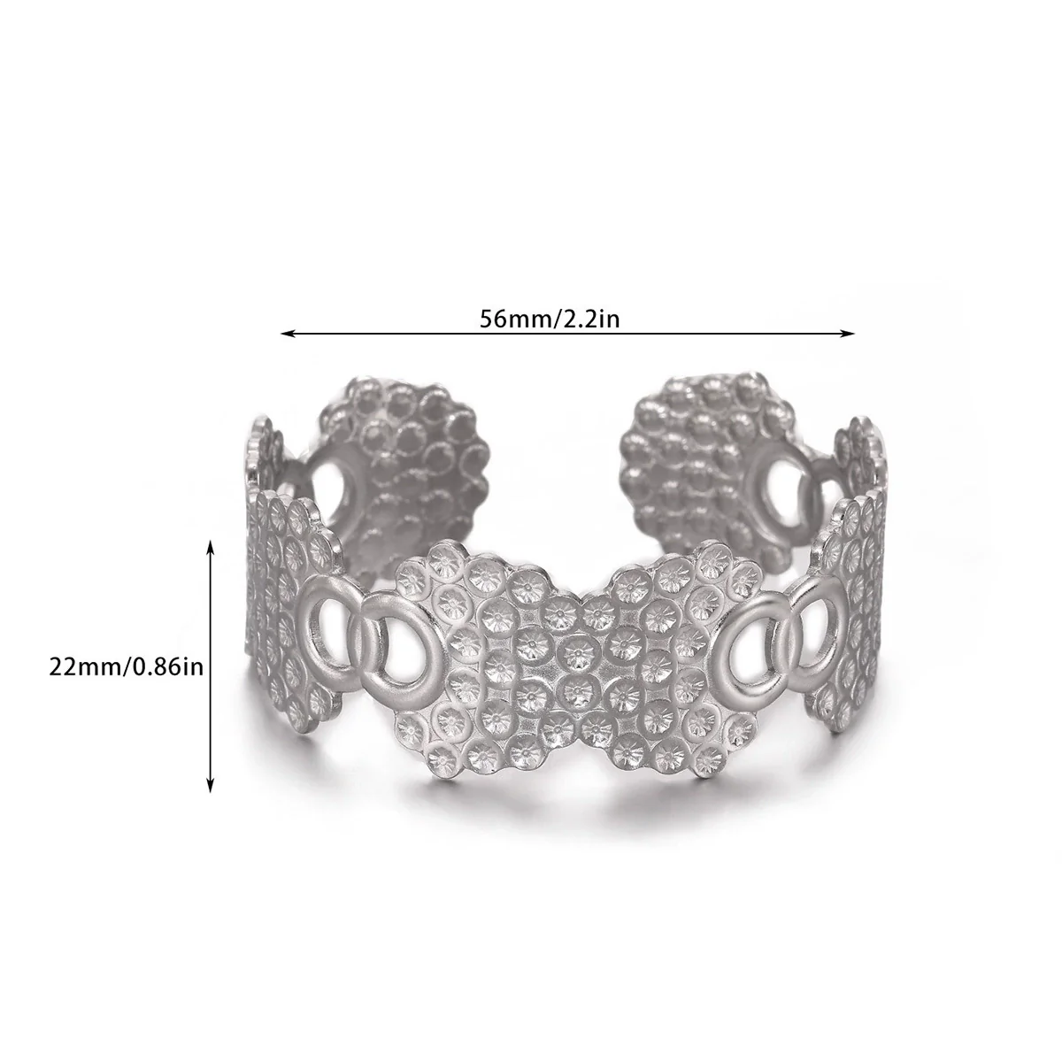 Wholesale Simple Geometric Open Circle Electroplated Stainless Steel Titanium Steel Metal Silver Bracelet - Image 33