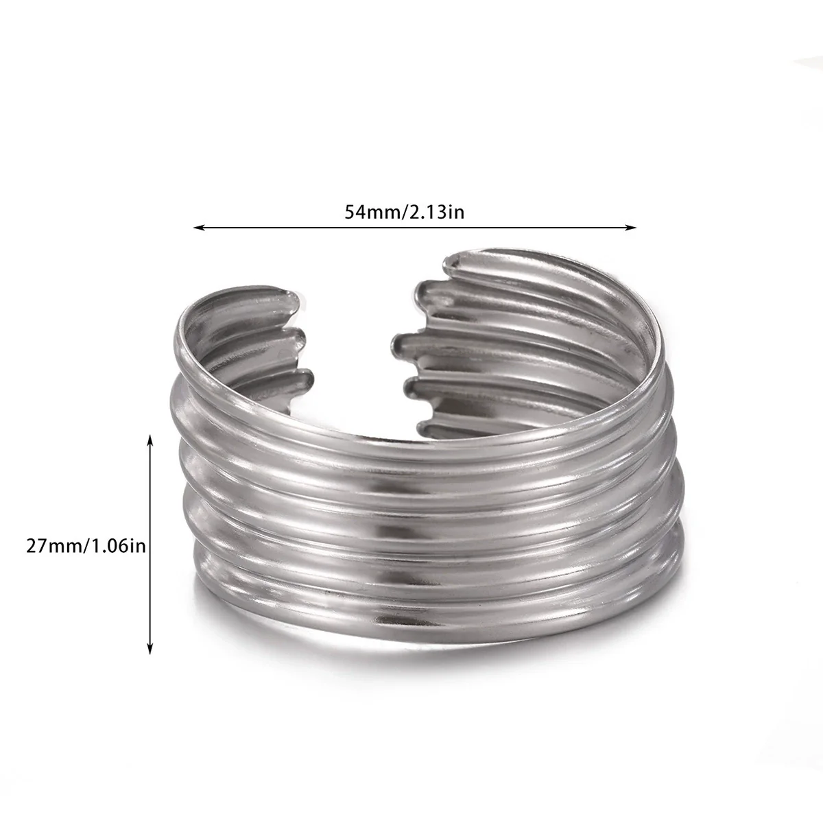 Wholesale Simple Geometric Open Circle Electroplated Stainless Steel Titanium Steel Metal Silver Bracelet - Image 34