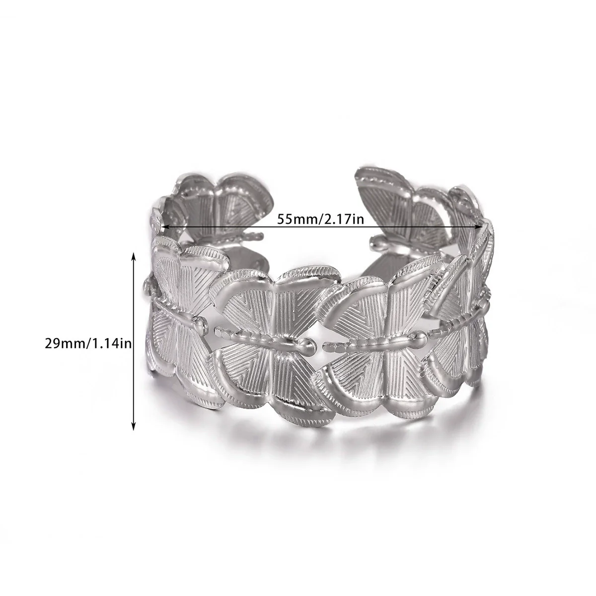 Wholesale Simple Geometric Open Circle Electroplated Stainless Steel Titanium Steel Metal Silver Bracelet - Image 8