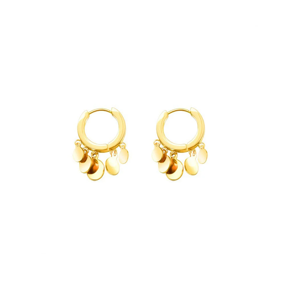 Wholesale Simple Geometric Round Titanium Steel 18K Gold Electroplated Earrings - Image 5