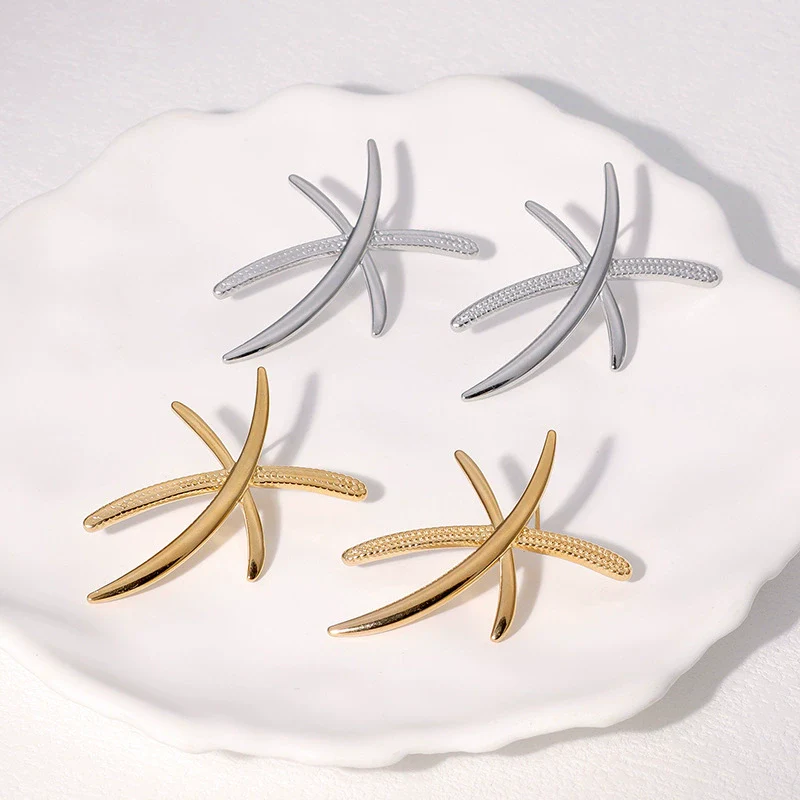 Wholesale Simple Geometric Stainless Steel 18K Gold Plated Earrings For Women