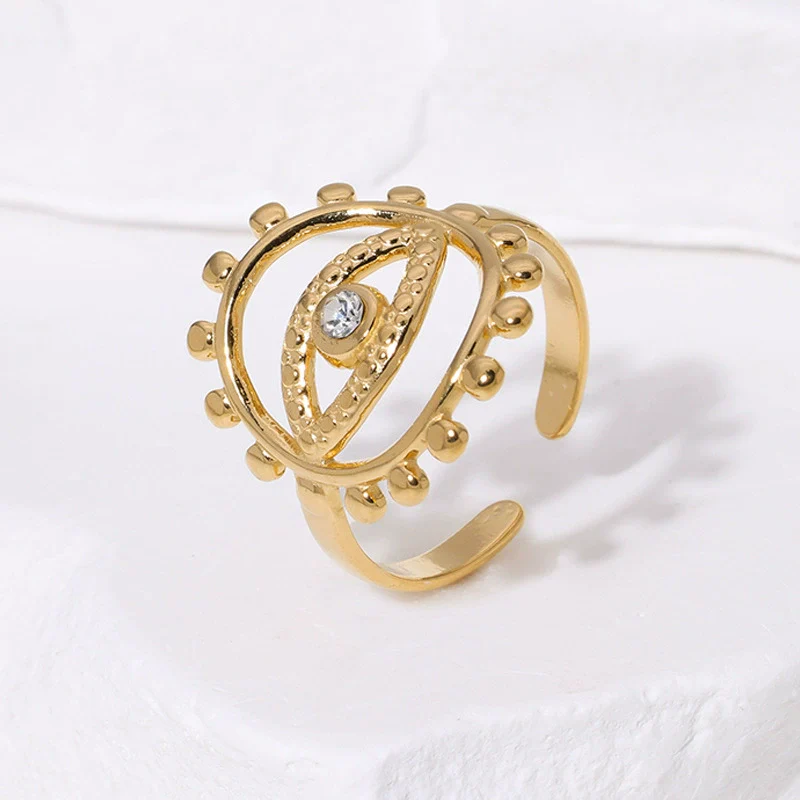 Wholesale Simple Geometric Stainless Steel Electroplated 18K Real Gold Open Ring Hand Jewelry For Women - Image 2