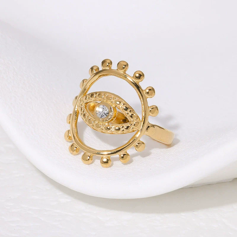 Wholesale Simple Geometric Stainless Steel Electroplated 18K Real Gold Open Ring Hand Jewelry For Women - Image 4