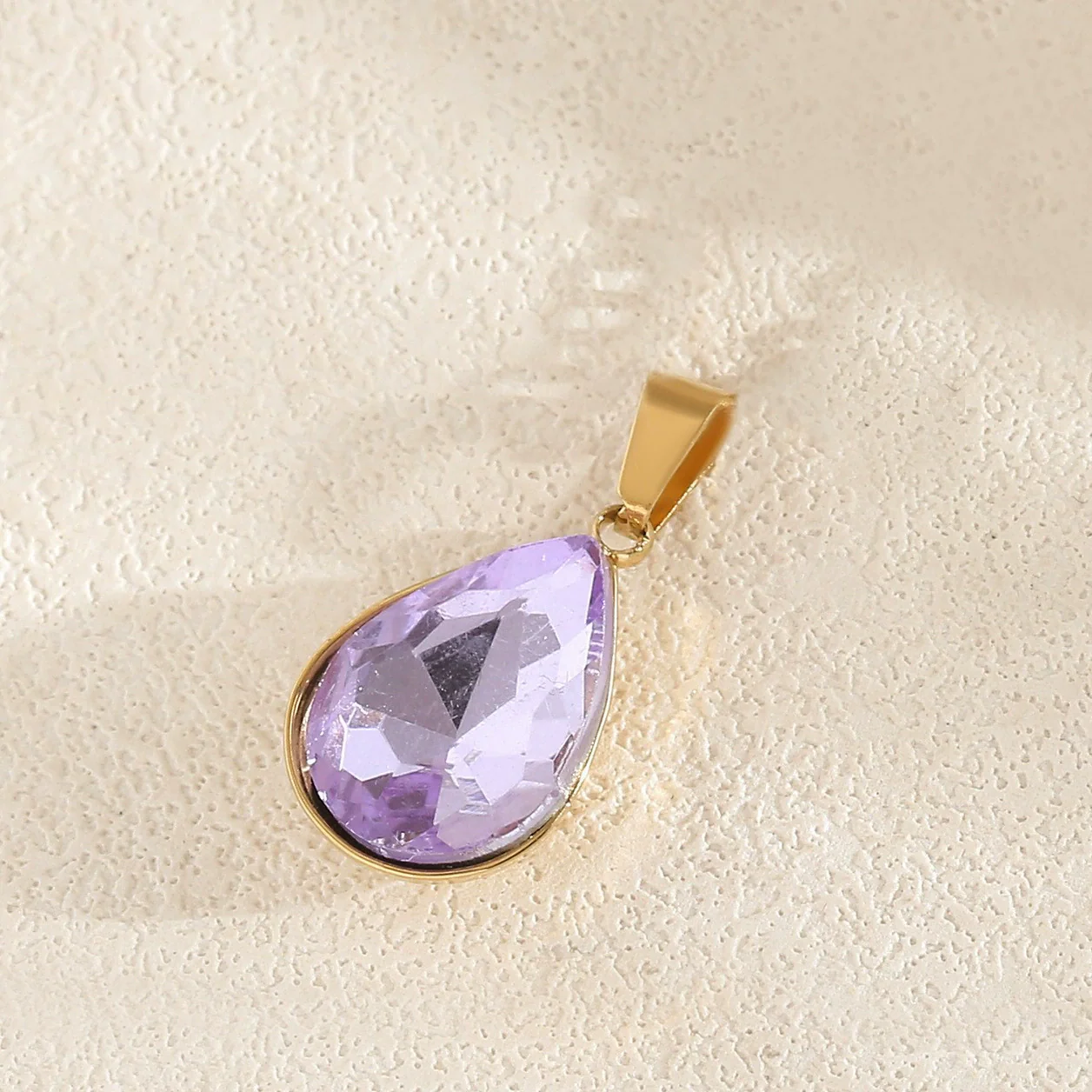 Wholesale Simple Geometric Stainless Steel Electroplated Gold Square Water Drop Gemstone Pendant Jewelry Accessories For Diy Bracelet And Necklace - Image 14