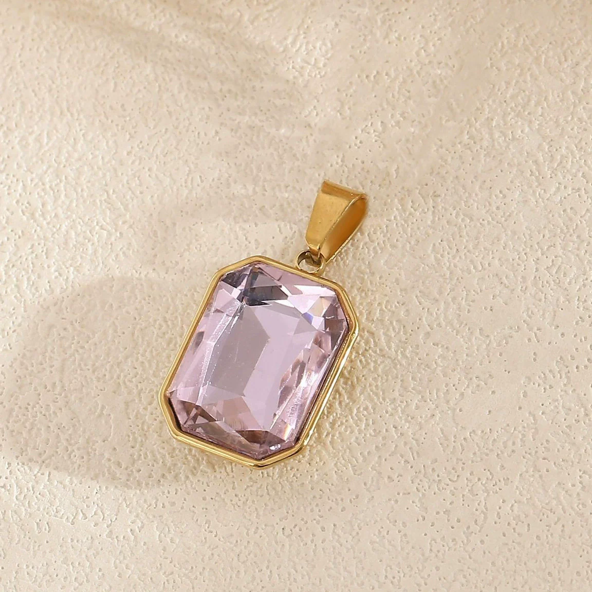 Wholesale Simple Geometric Stainless Steel Electroplated Gold Square Water Drop Gemstone Pendant Jewelry Accessories For Diy Bracelet And Necklace - Image 3