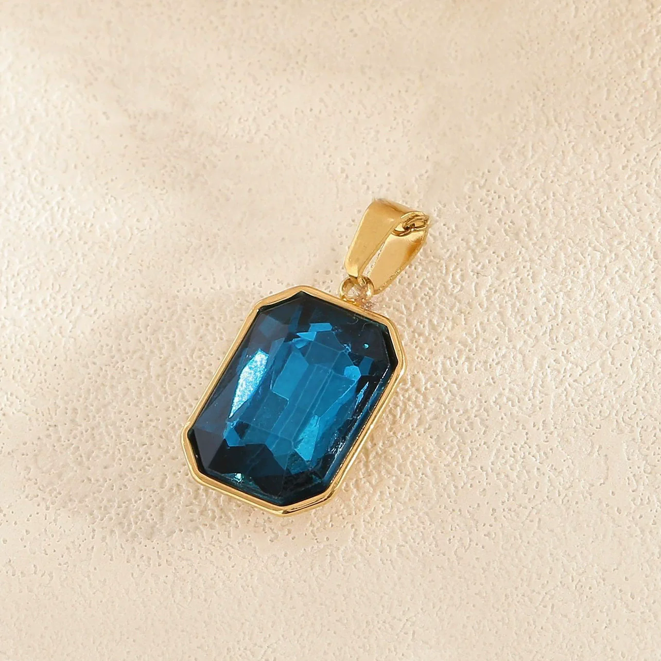 Wholesale Simple Geometric Stainless Steel Electroplated Gold Square Water Drop Gemstone Pendant Jewelry Accessories For Diy Bracelet And Necklace - Image 4